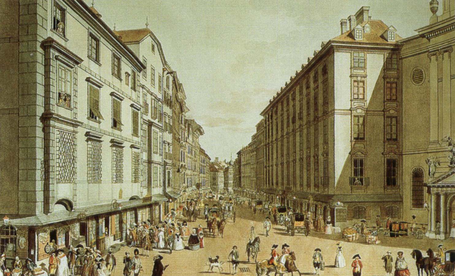 vienna in the 18th century a view of one of its streets, the kohlmarkt